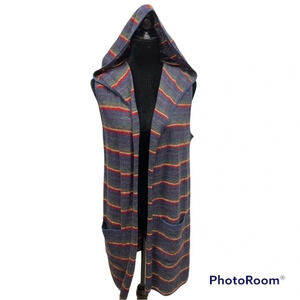 ASIRI Alpaca Wool Sleeveless Hooded Duster Cardigan size Large Made in Peru